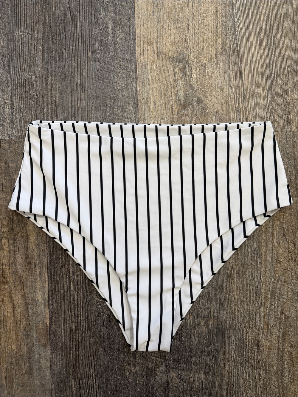 SHEIN High-Waisted Black & White Stripe Bikini Bottom